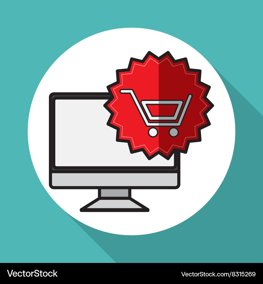 Shopping cart and computer design Vector Image