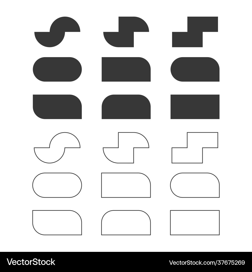 Solid Rectangle Shape Set vector image