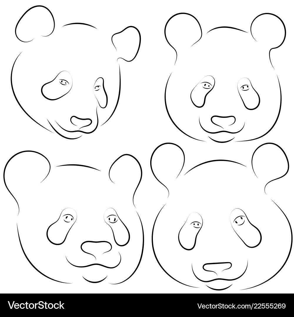 Stylized Panda Faces - Hand Drawn Sketch vector image