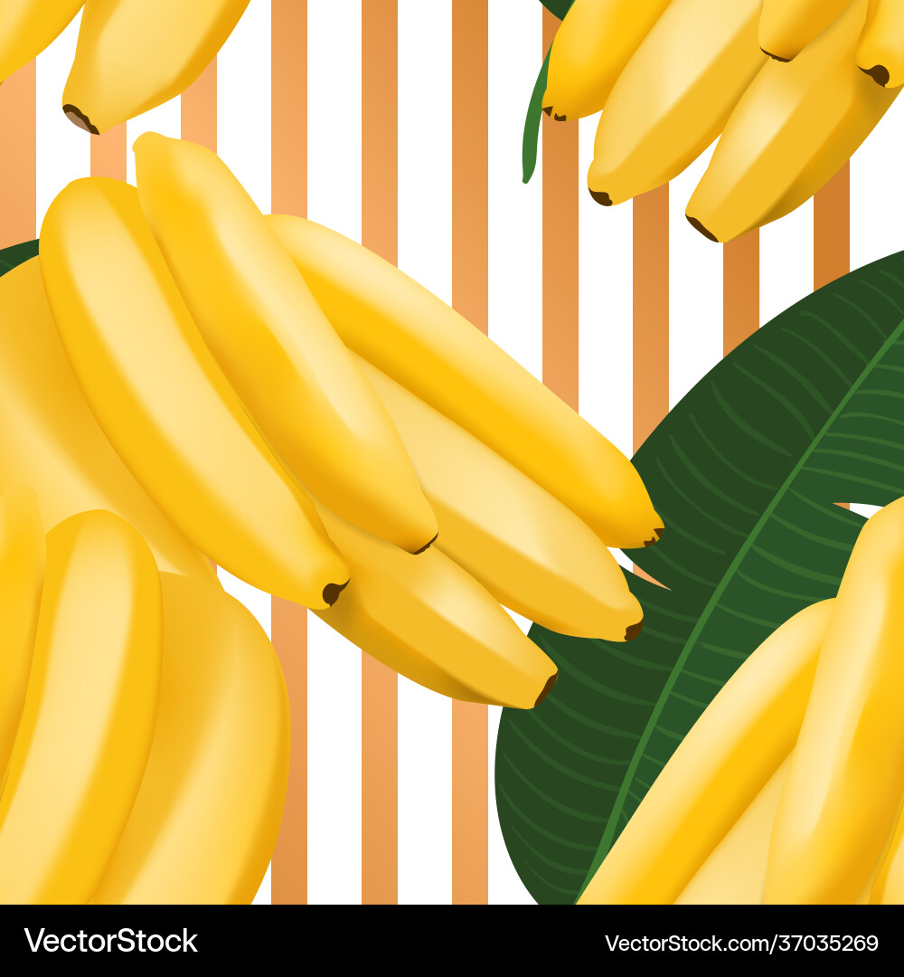 Trendy seamless pattern with realistic banana Trendy seamless pattern with realistic banana Vector Image
