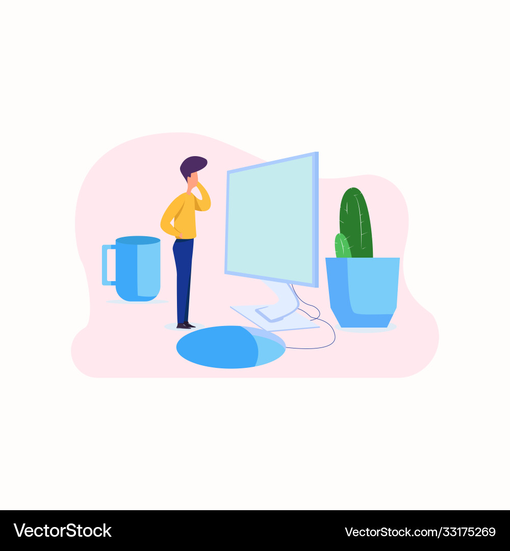 Watching computer for new project Vector Image