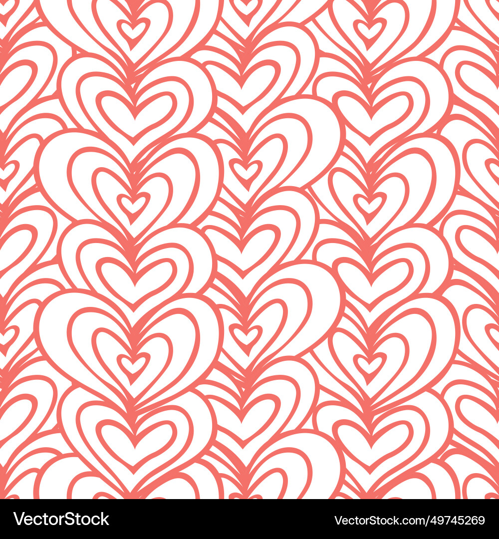 White wireframe overlapping hearts repeat Vector Image