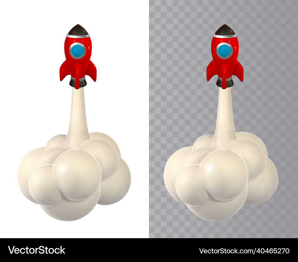 3d rocket spaceship render and draw by mesh vector image