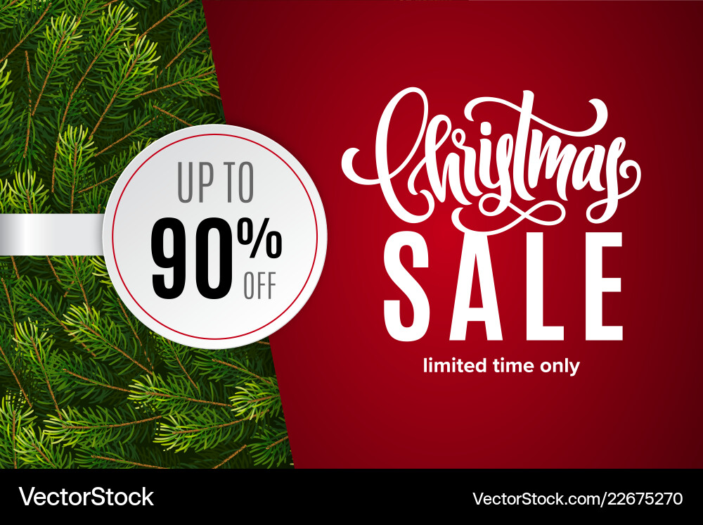 Christmas holiday sale 90 percent off vector image