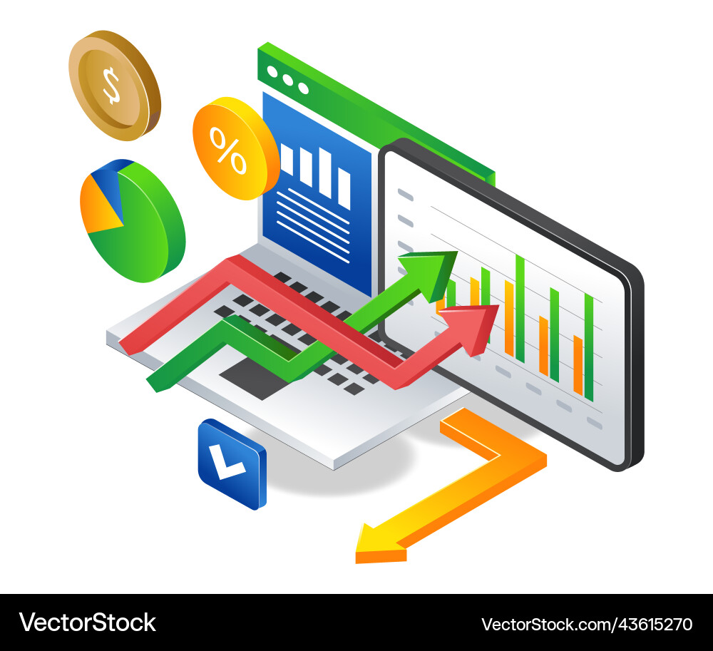 Computer data analysis startup company Computer data analysis startup company vector image