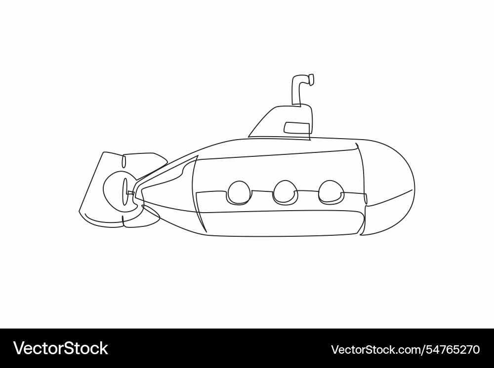 Continuous one line drawing submarine with three Continuous one line drawing submarine with three vector image