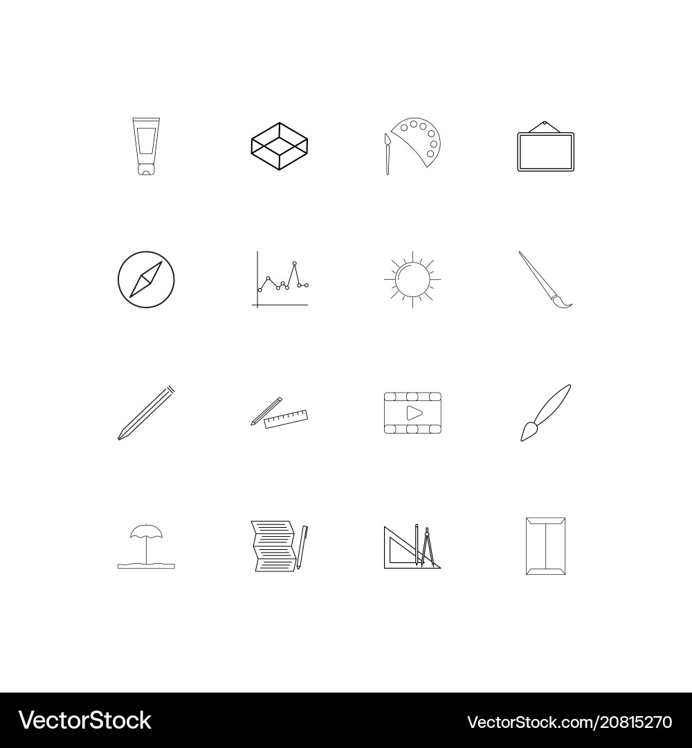 Creative process and design linear thin icons set vector image