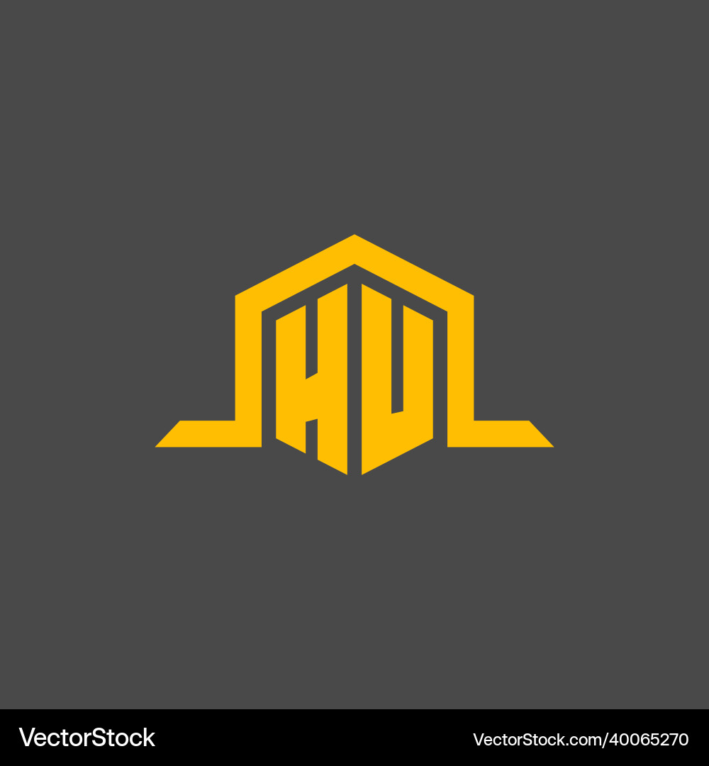 Hu monogram initial logo with hexagon style design Hu monogram initial logo with hexagon style design Vector Image