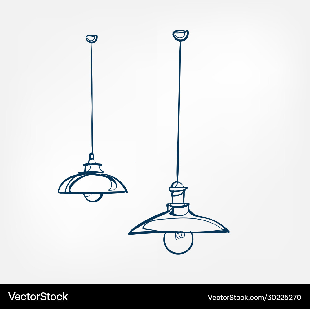 Lamp one line design element isolated Lamp one line design element isolated vector image