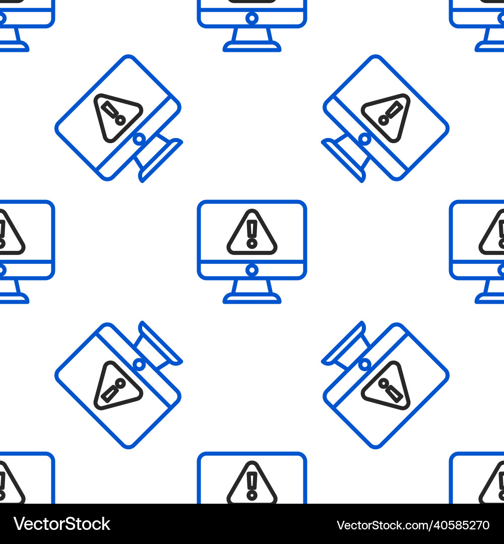 Line computer monitor with exclamation mark icon Line computer monitor with exclamation mark icon Vector Image