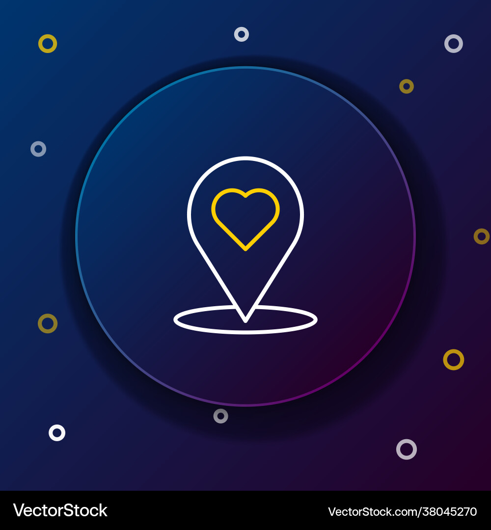 Line map pointer with heart icon isolated on blue Line map pointer with heart icon isolated on blue vector image