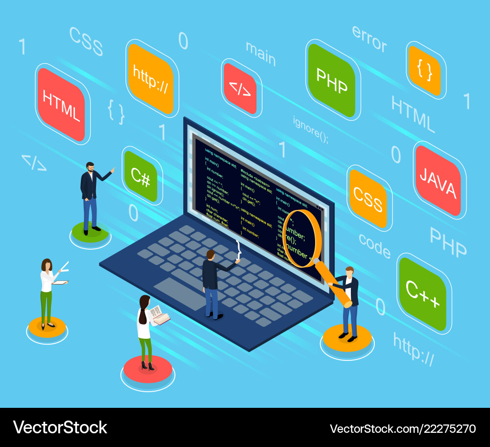Programmer and engineering concept 3d isometric Vector Image