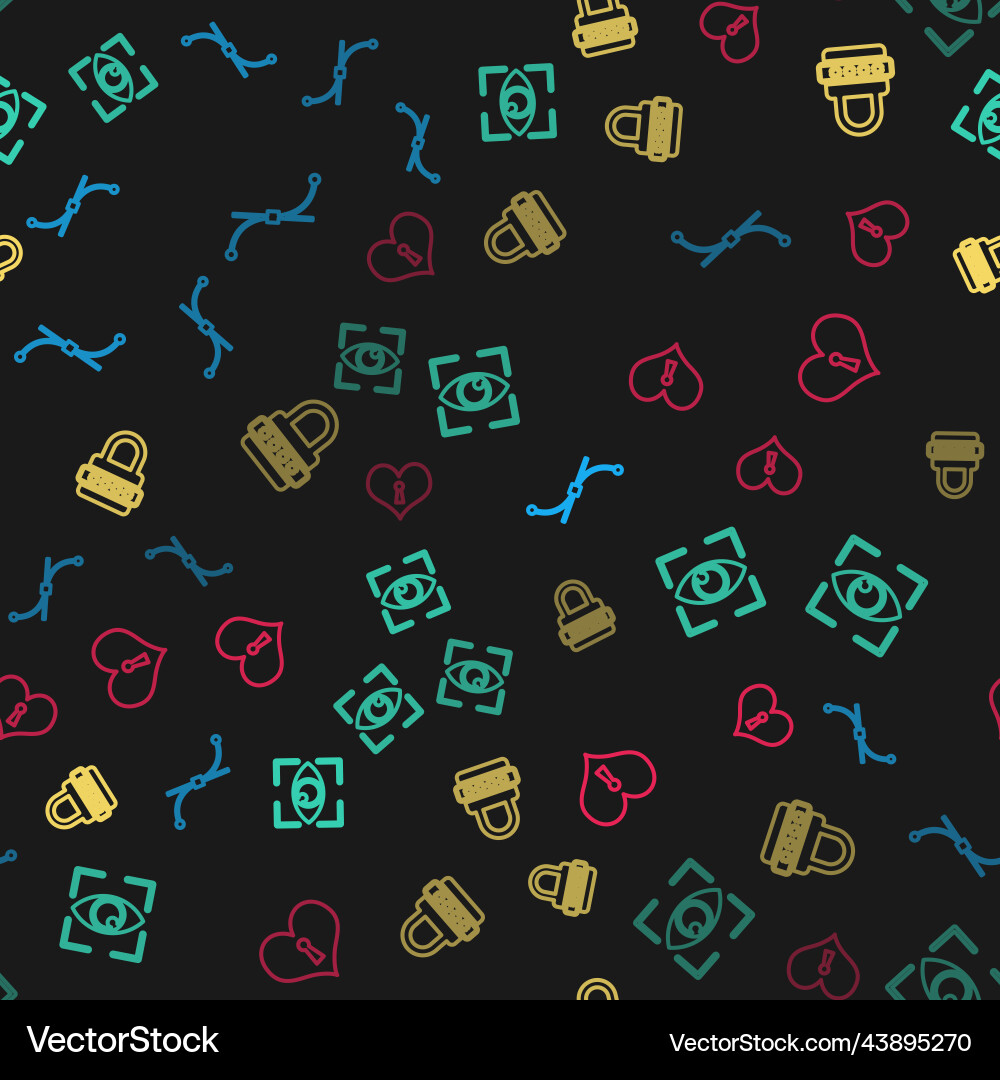 Set line bezier curve eye scan password vector image