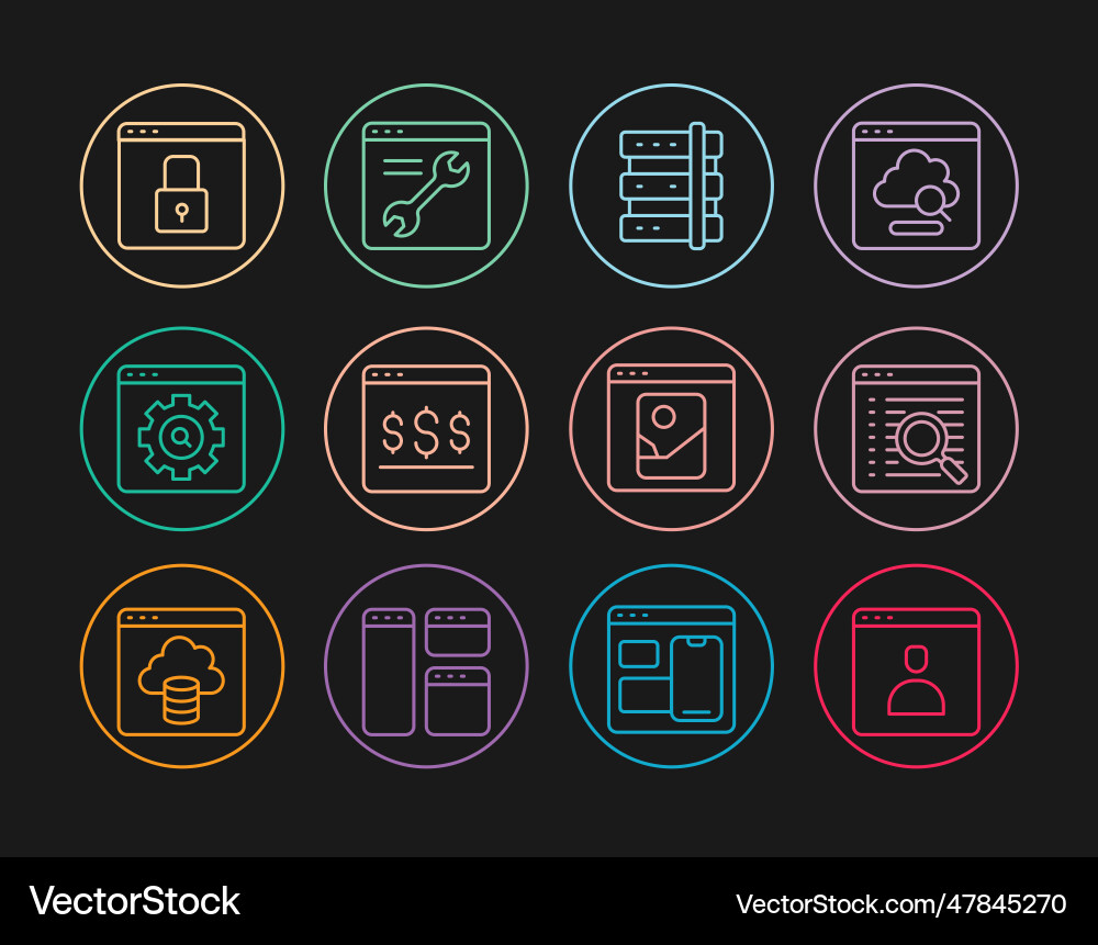 Set line create account screen search engine Set line create account screen search engine Vector Image