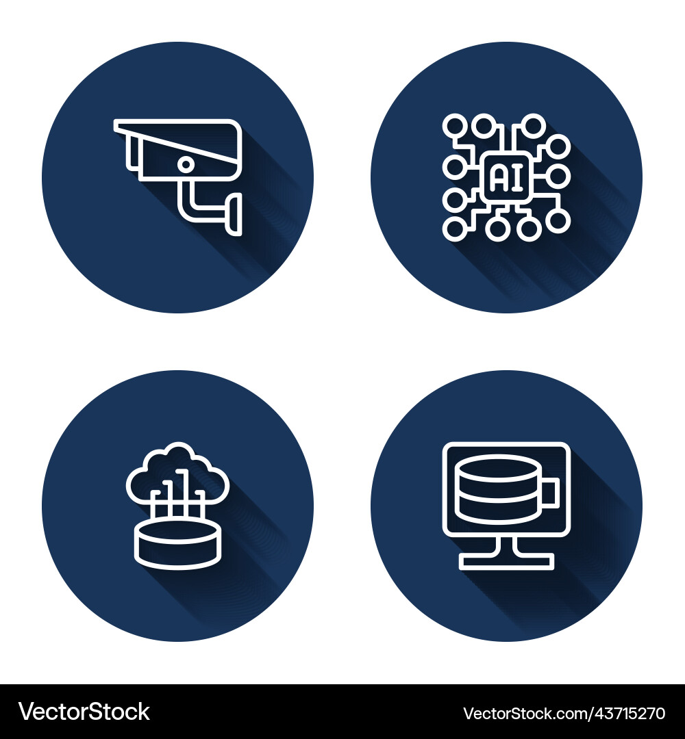 Set line security camera neural network vector image