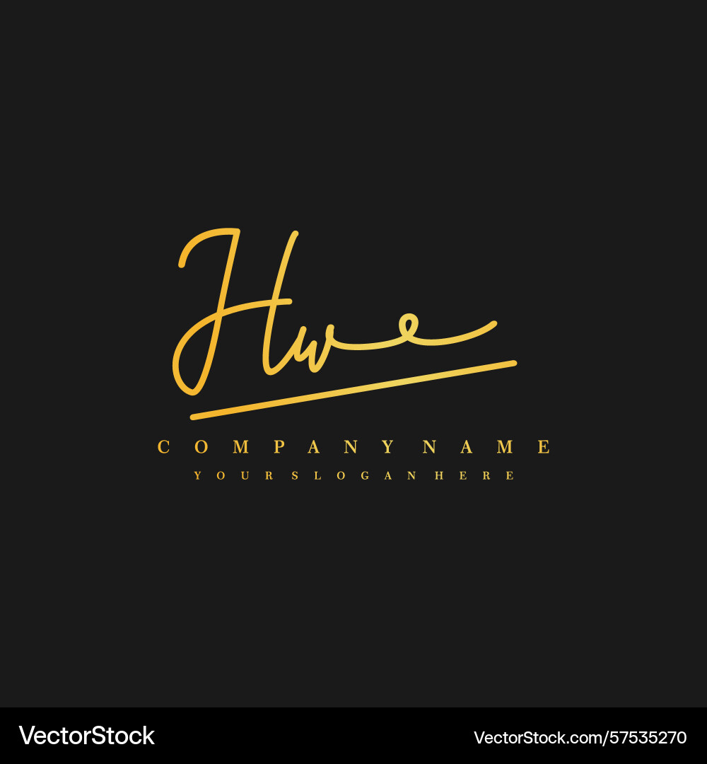 Signature style hw initial logos initials logo Vector Image