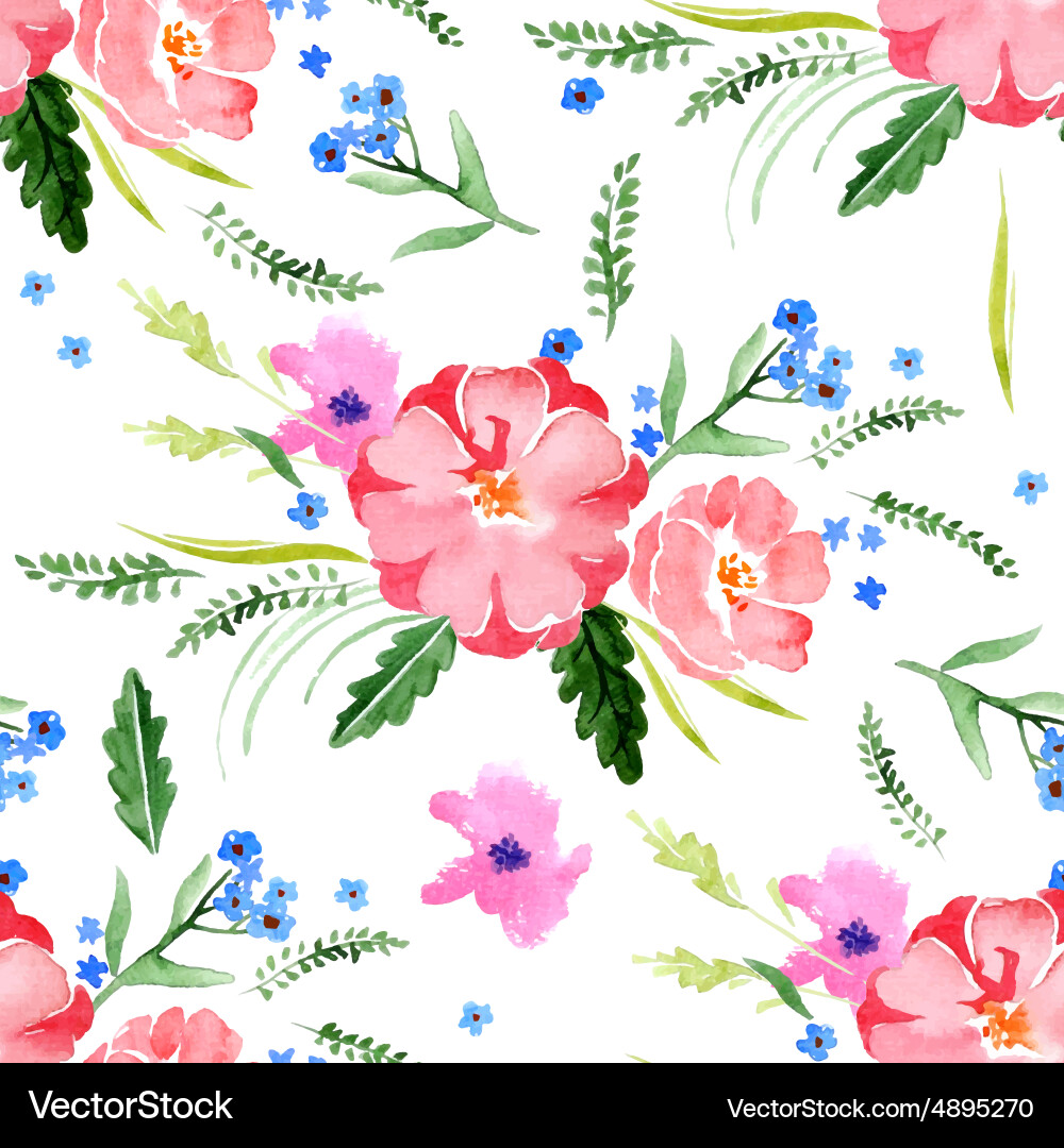Watercolor Floral Seamless Pattern vector image