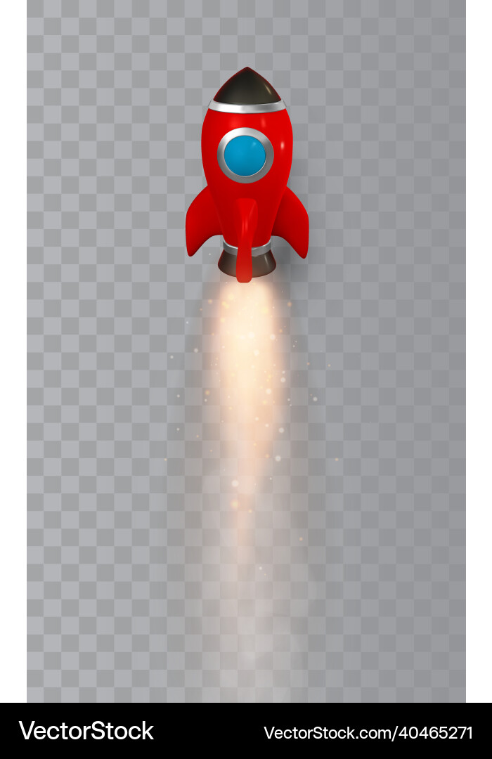 3d rocket spaceship render and draw by mesh vector image