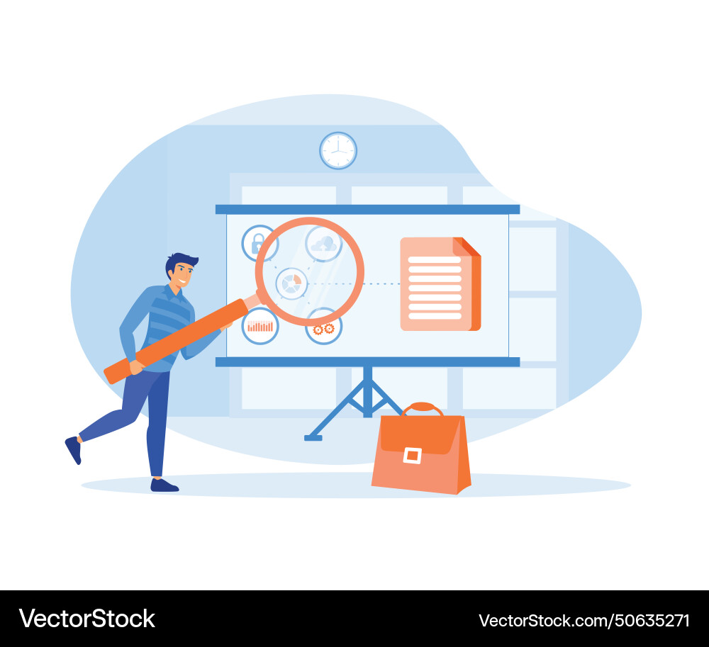 Businessman analyzing big data on graph using vector image