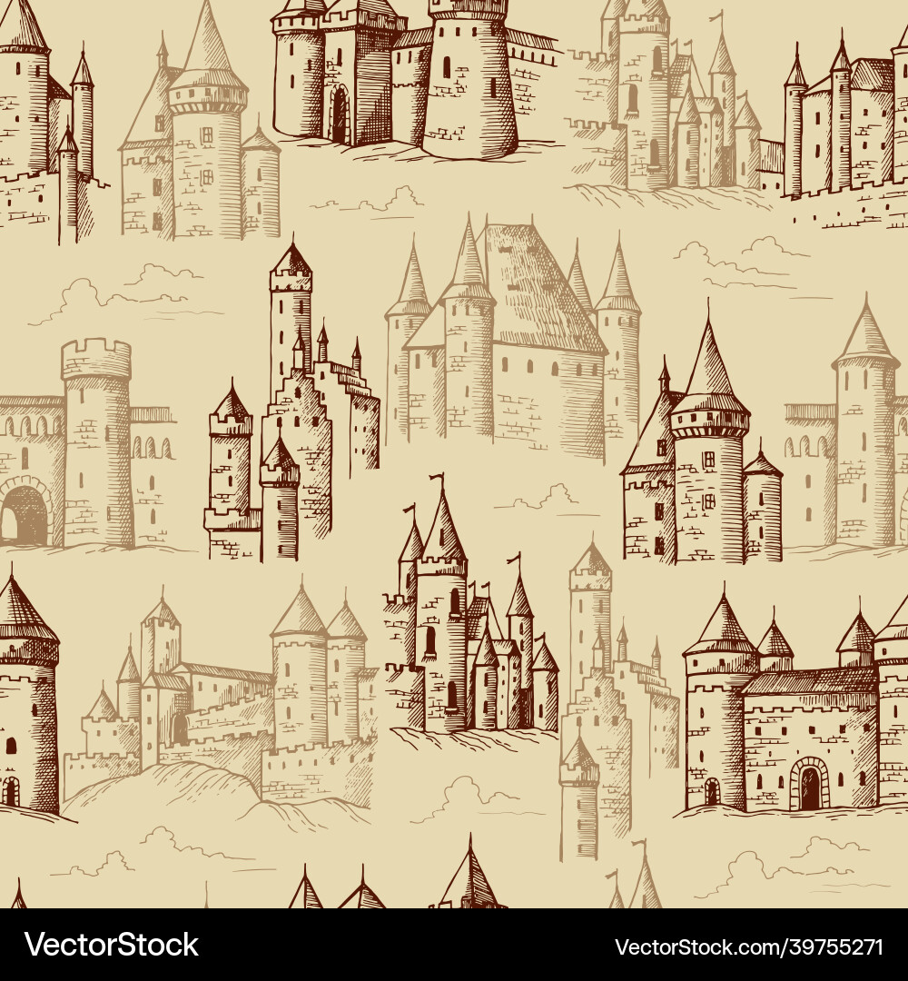 Castles pattern medieval historical buildings Castles pattern medieval historical buildings vector image