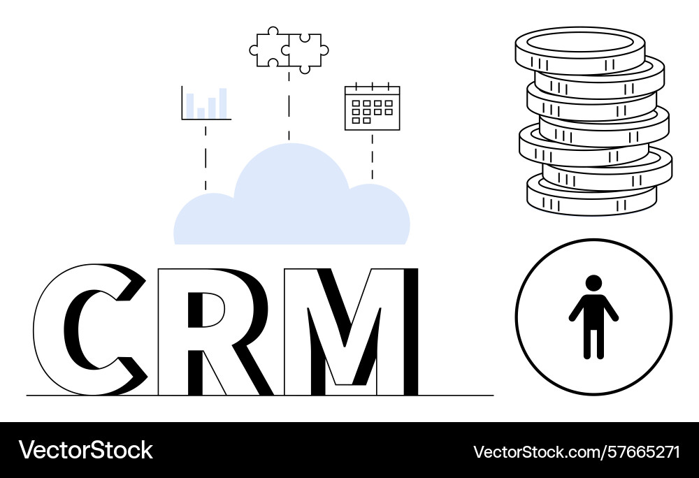 Crm concept with cloud integration data analytics Crm concept with cloud integration data analytics vector image