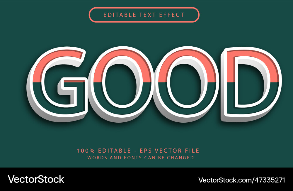 Good retro color 3d text effect and editable Vector Image