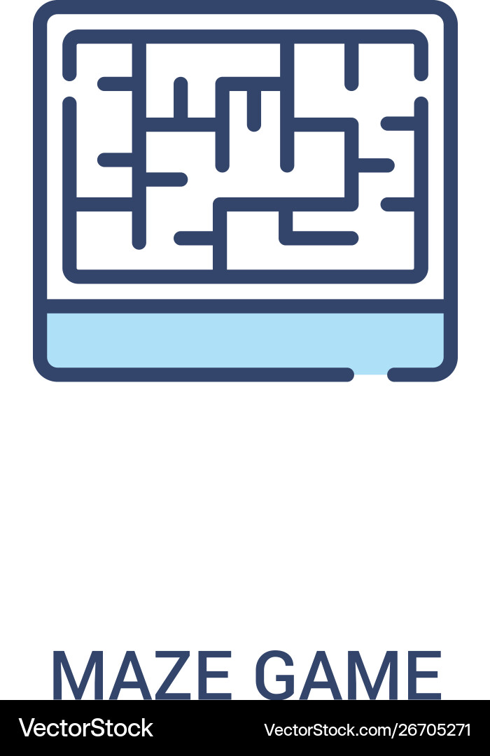 Maze game concept 2 colored icon simple line Maze game concept 2 colored icon simple line Vector Image