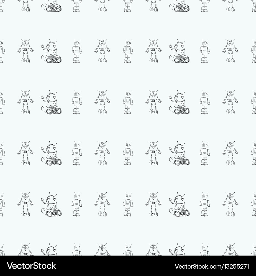 Robot doodles pattern Vector Image