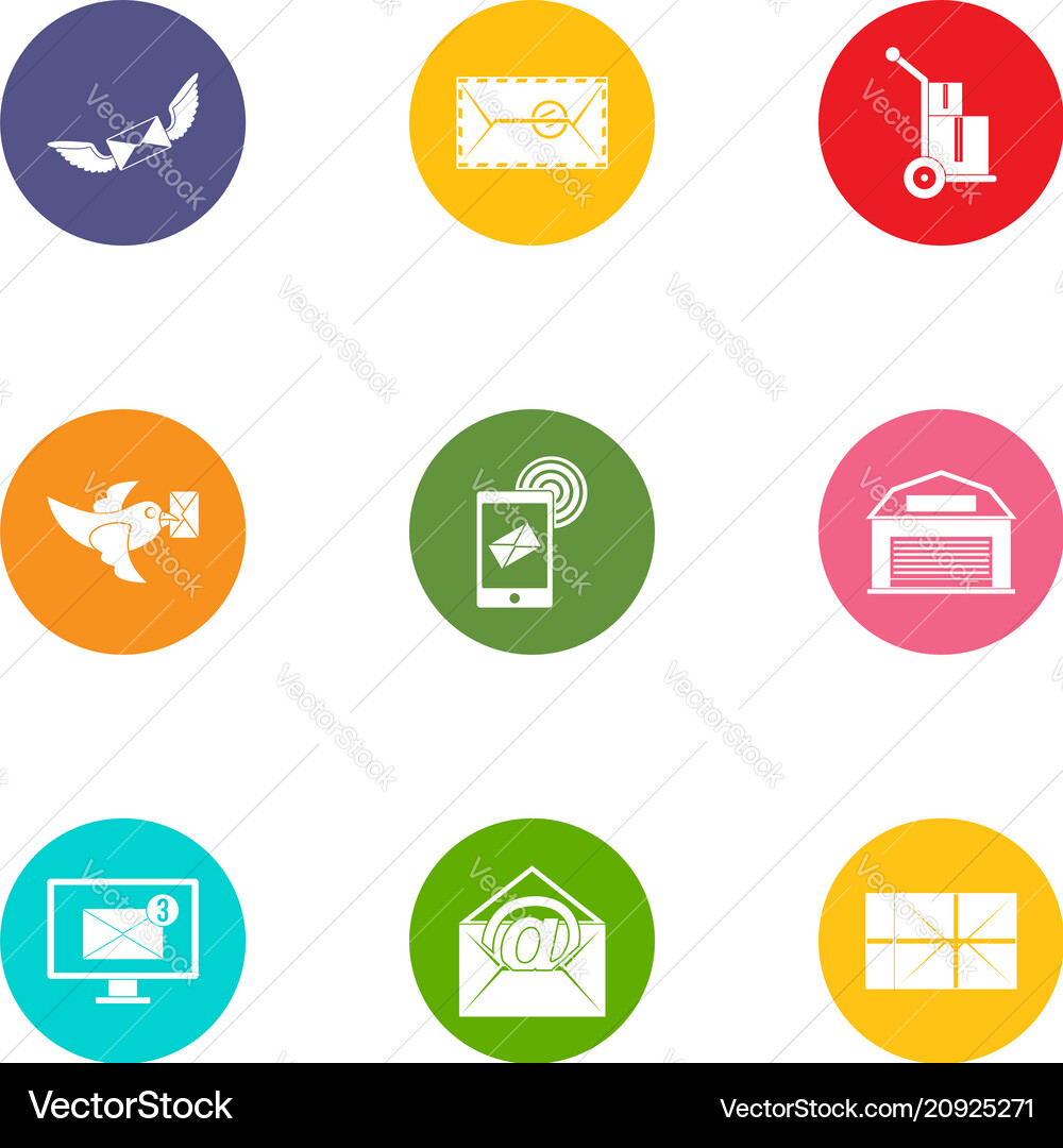 Send the message icons set flat style Vector Image