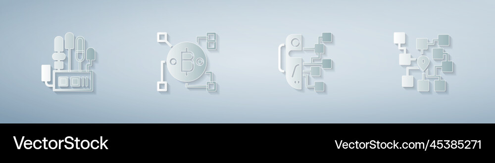 Set mechanical robot hand blockchain technology Vector Image
