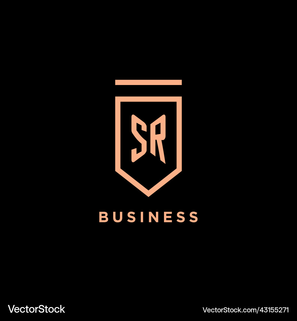 Sr monogram initial with shield logo design icon Sr monogram initial with shield logo design icon Vector Image