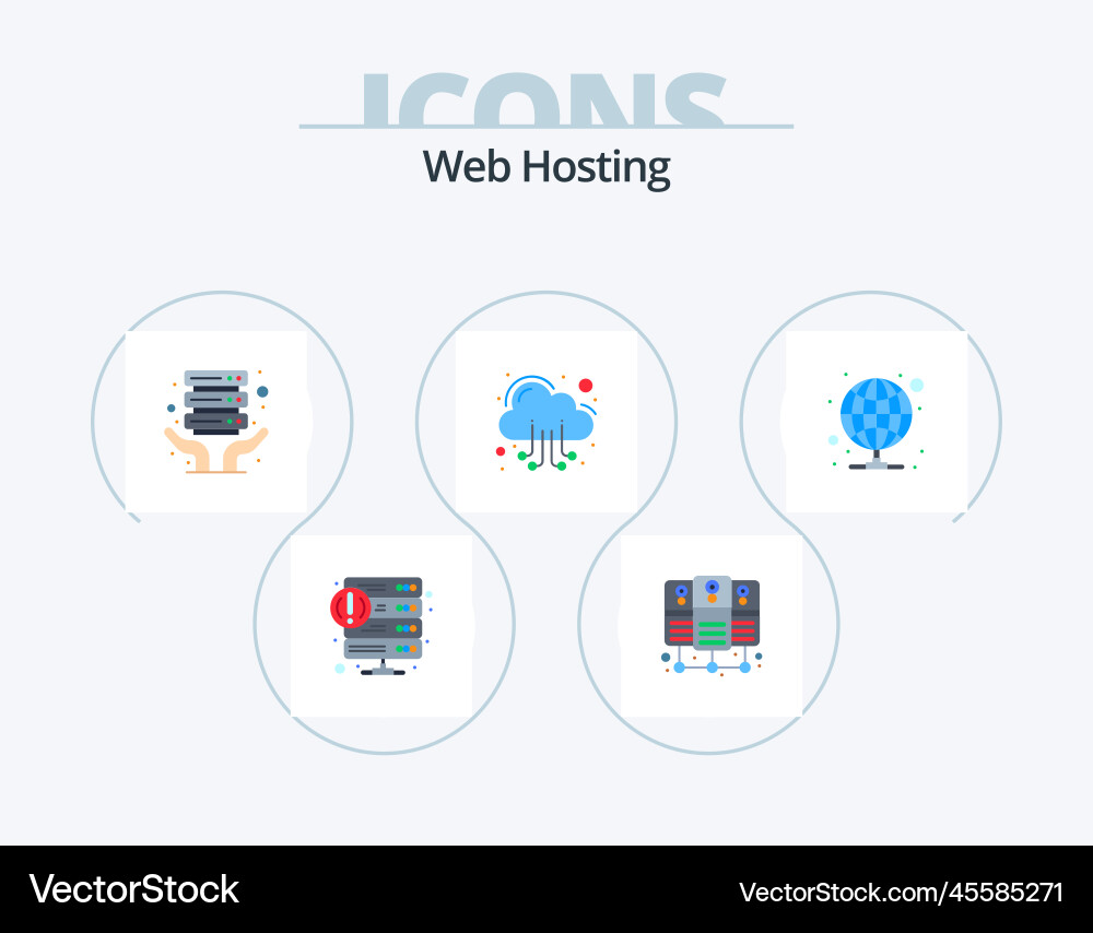 Web hosting flat icon pack 5 design proxy Vector Image