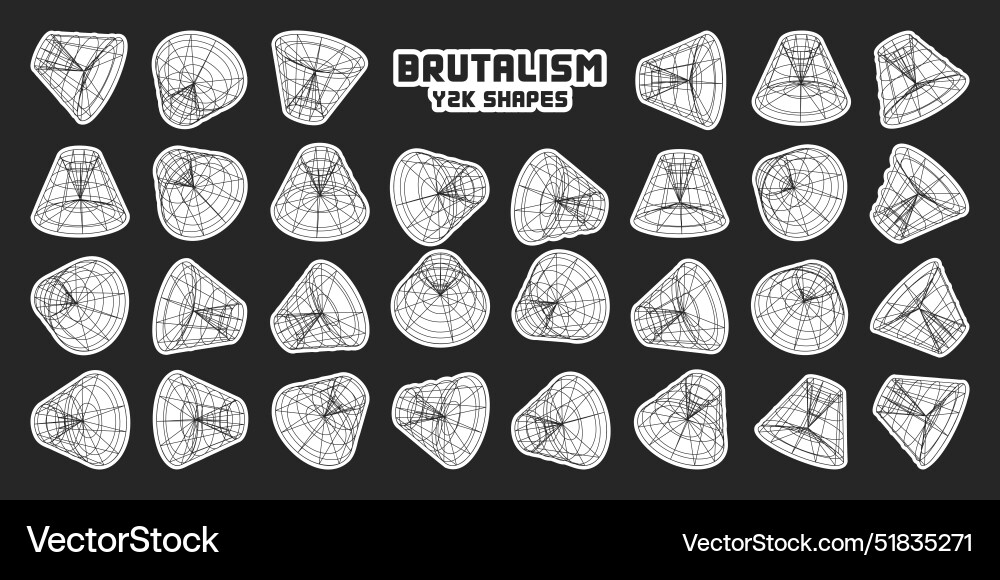 Wireframe lined shapes perspective mesh 3d grid Wireframe lined shapes perspective mesh 3d grid vector image
