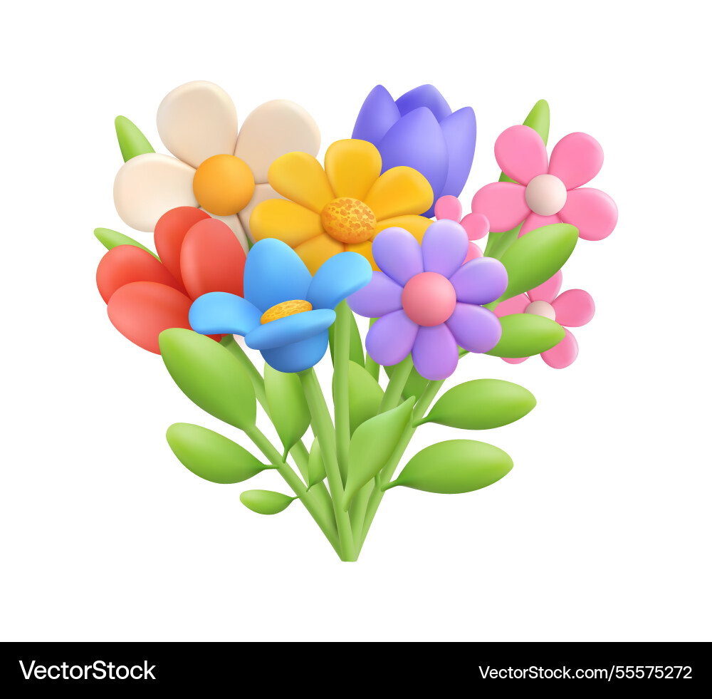 Bouquet von volumetrischen Wildblumen Bouquet von volumetrischen Wildblumen vektorbild