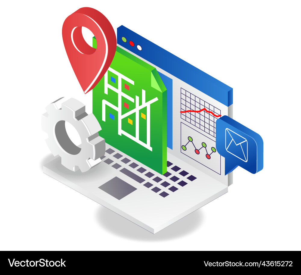 Computer map location analysis Computer map location analysis Vector Image