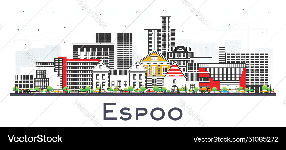 Espoo finland city skyline with color buildings Espoo finland city skyline with color buildings vector image