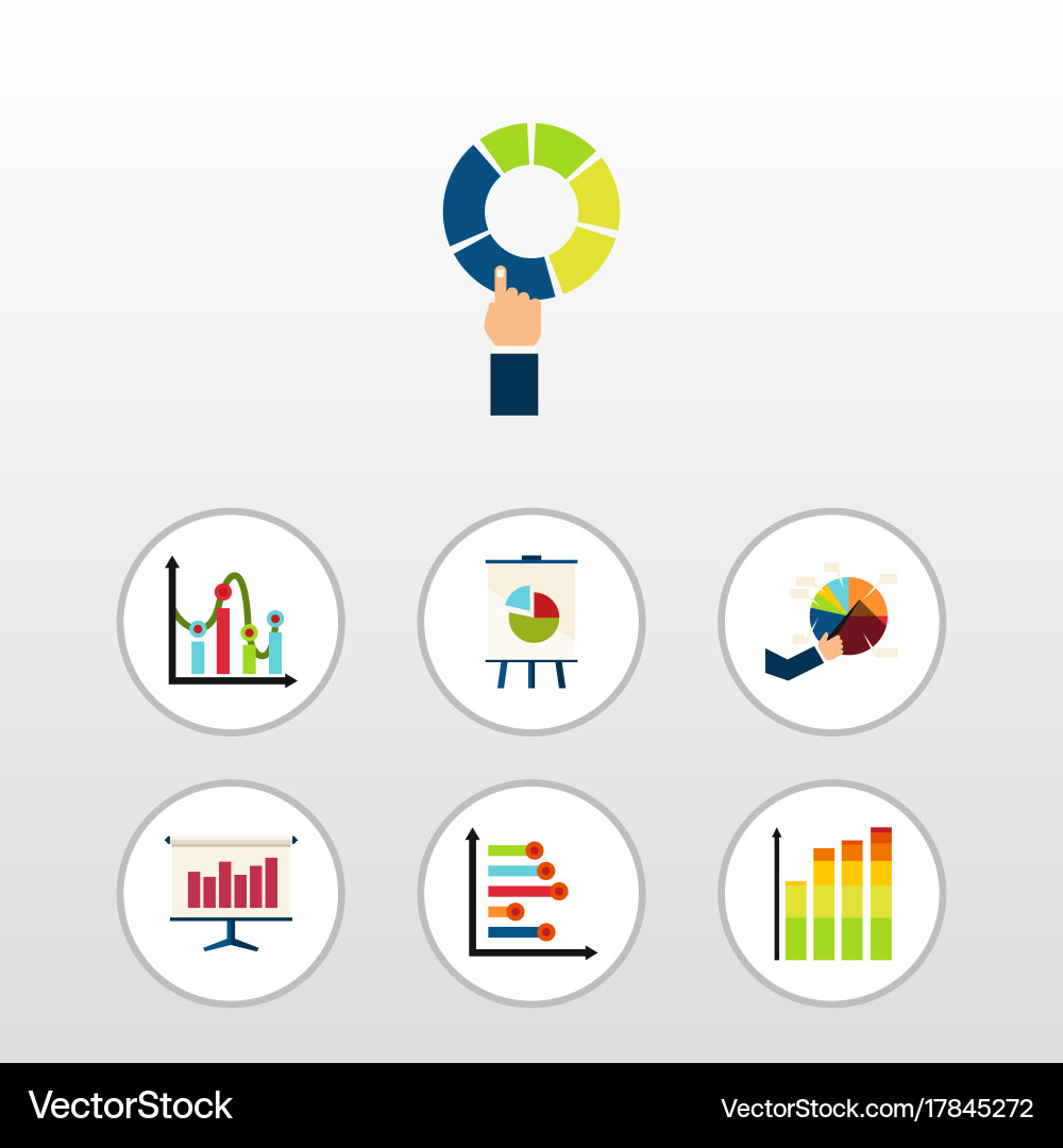 Flat icon graph set of pie bar statistic Vector Image
