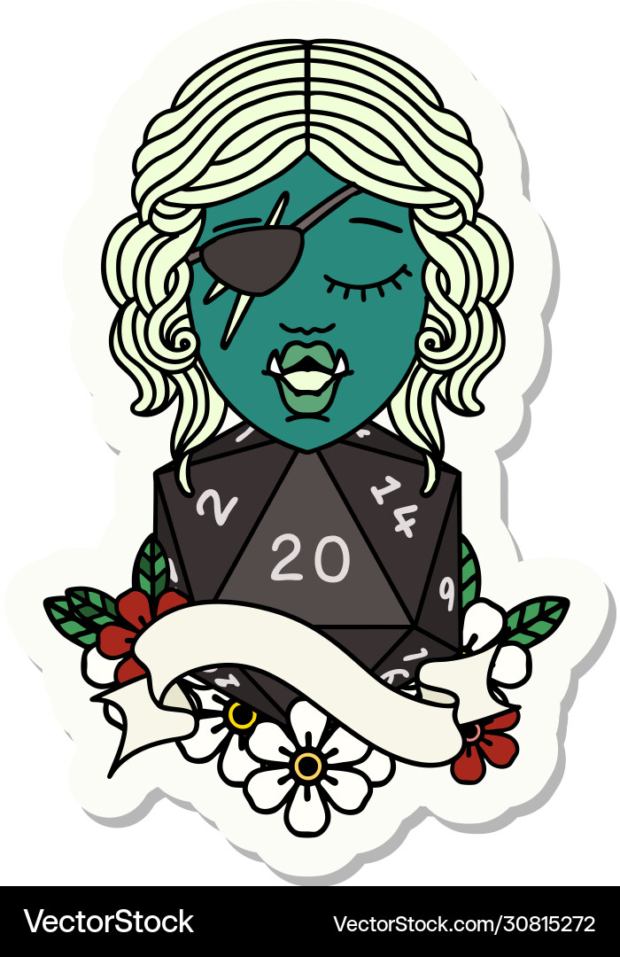 Half orc rogue with natural twenty dice roll Vector Image