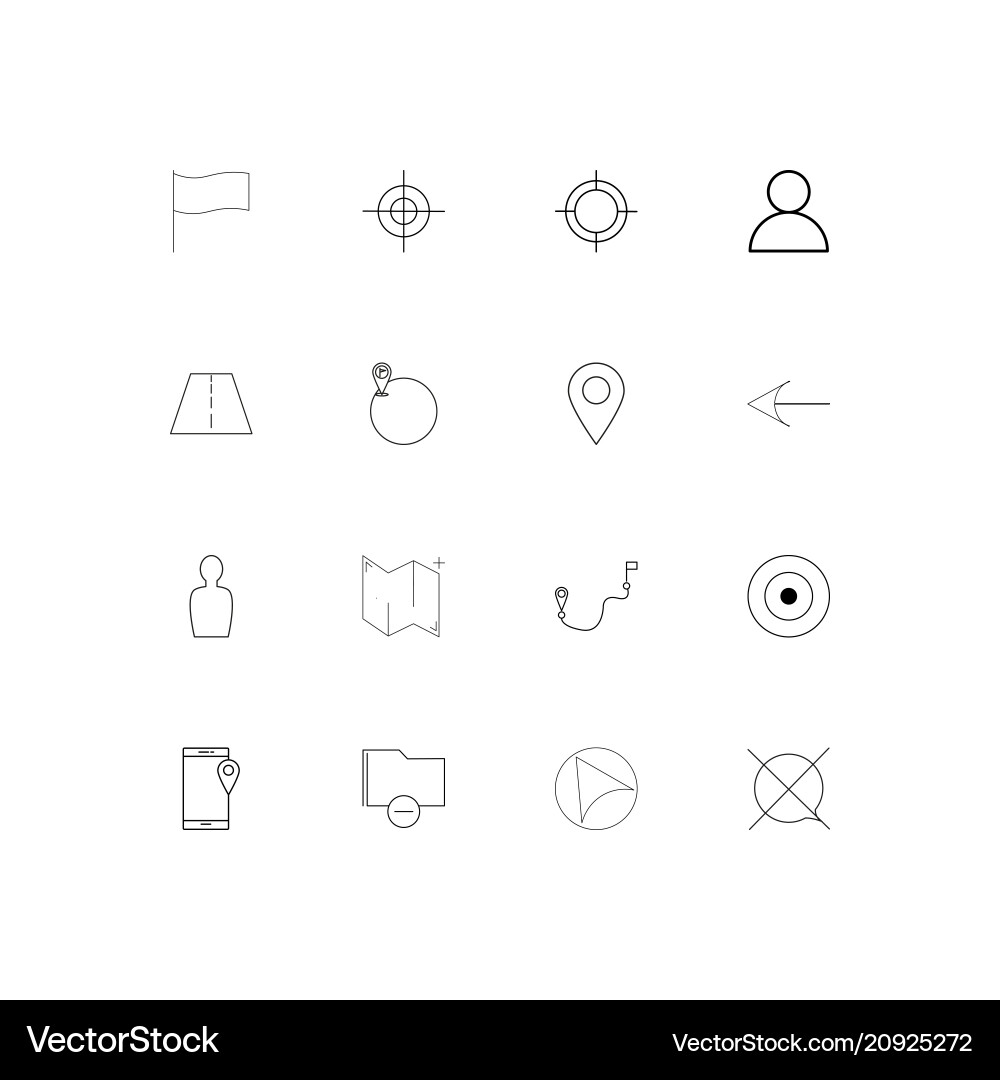 Maps and navigation linear thin icons set Vector Image
