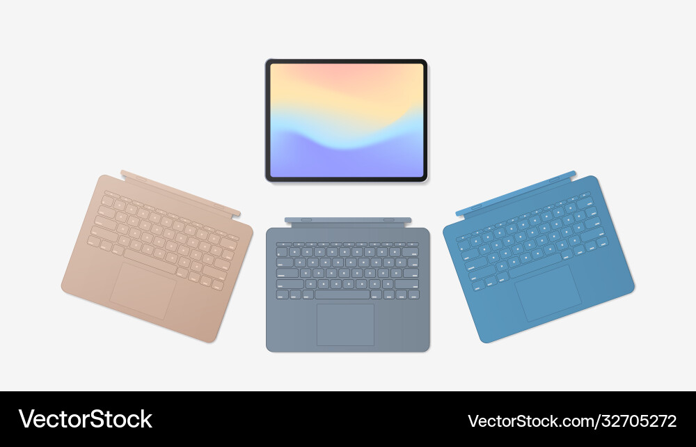Modern tablet computer with different keyboards Modern tablet computer with different keyboards Vector Image