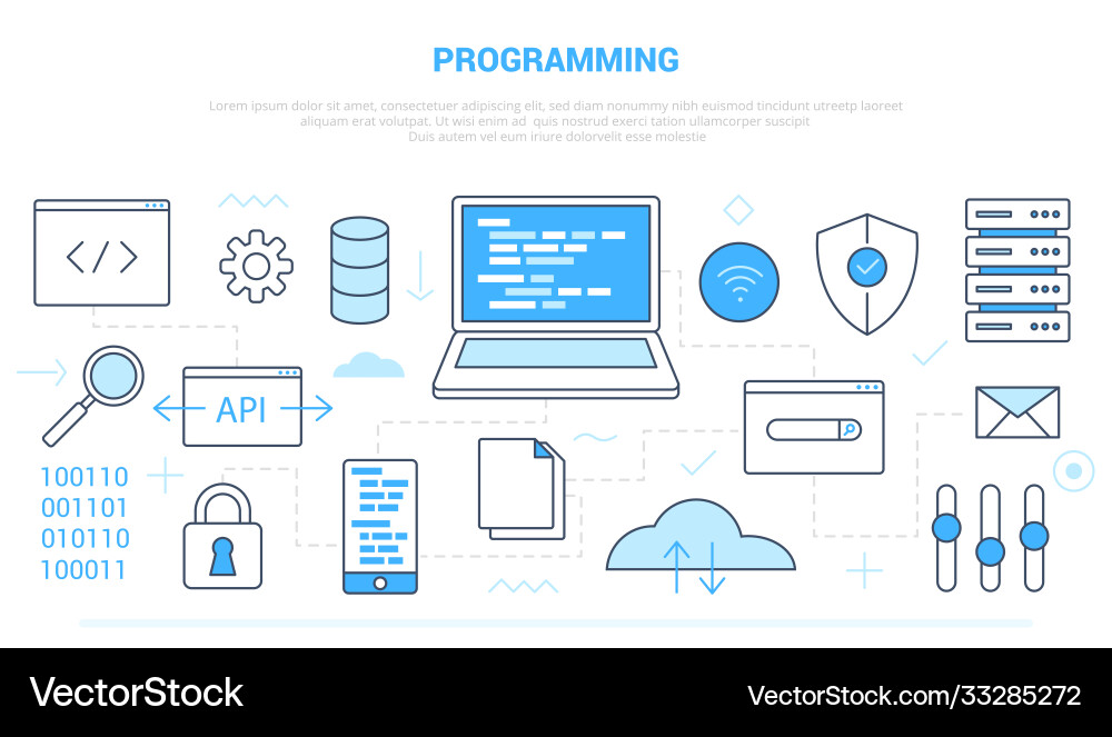 Programming Code Software Entwicklung Kampagne vektorbild
