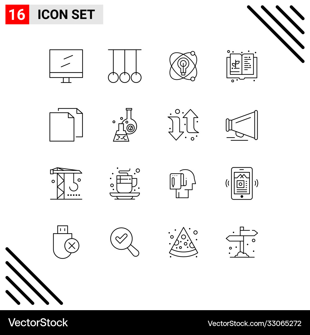 Set 16 outlines on grid for document knowledge Vector Image