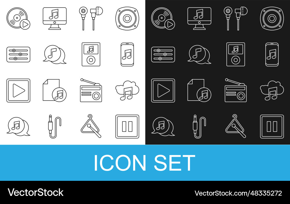 Set line pause button music streaming service Vector Image