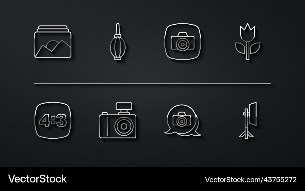 Set line photo frame 4 mode macro camera dust Vector Image