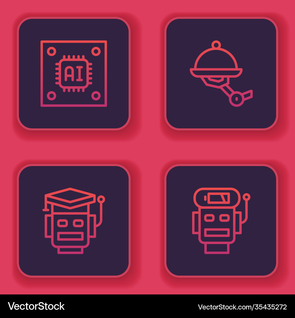 Set line processor with microcircuits cpu robot Vector Image