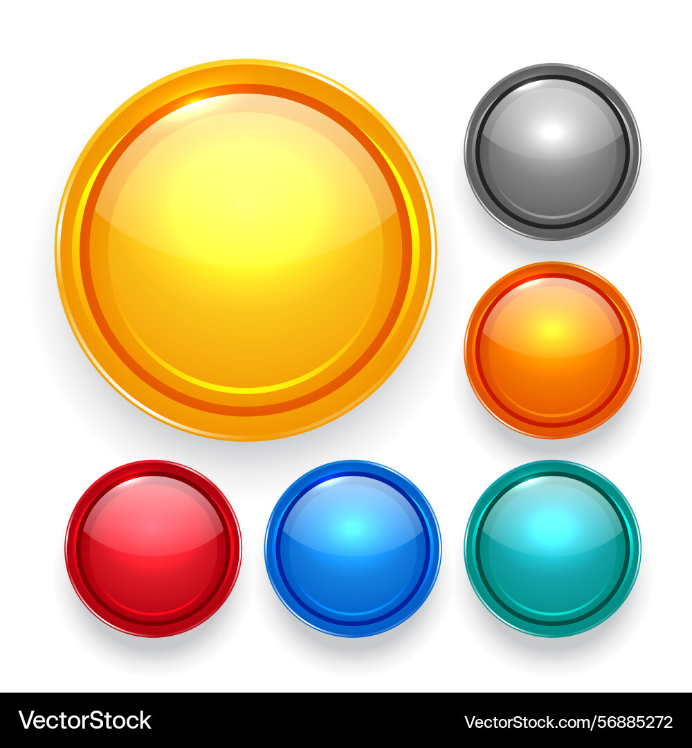 Sset of circular glossy buttons element on white vector image