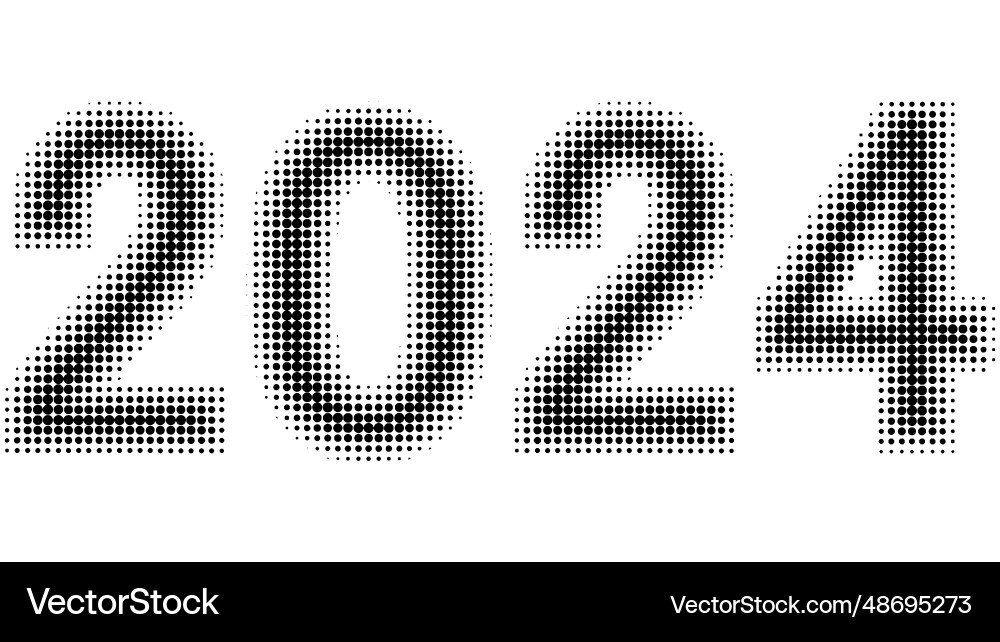 2024 new year halftone number font effect Vector Image