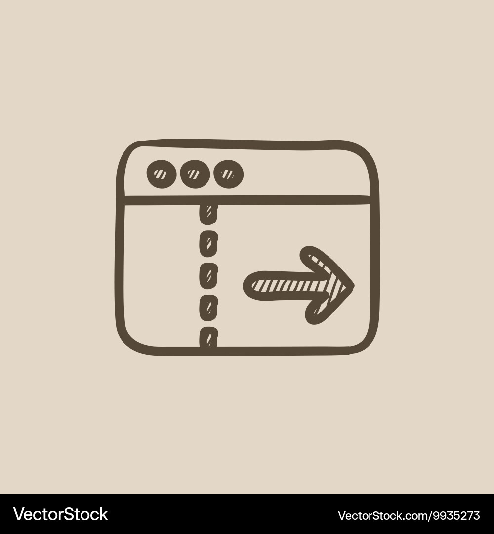 Browser window with arrow right sketch icon Vector Image