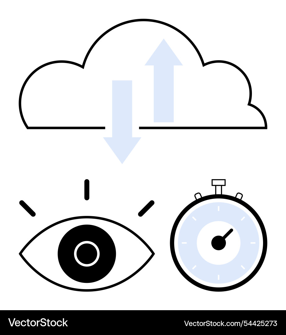 Cloud data transfer with visual and time tracking Cloud data transfer with visual and time tracking vector image