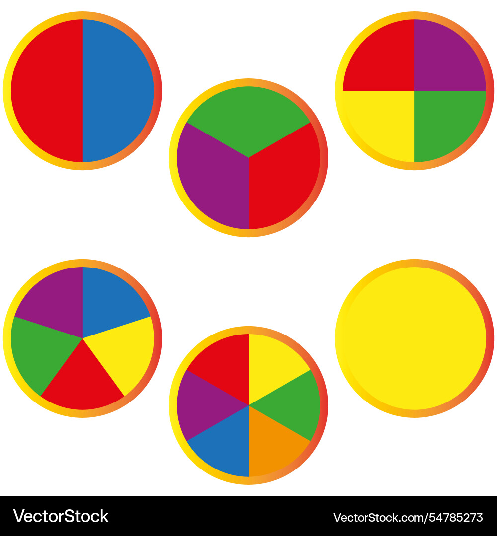 Colorful pie charts segment circle graphics data Colorful pie charts segment circle graphics data vector image